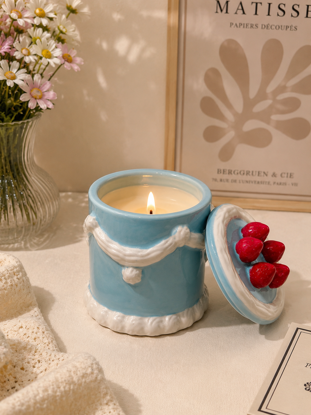 Ceramic Frosted Cake Candle