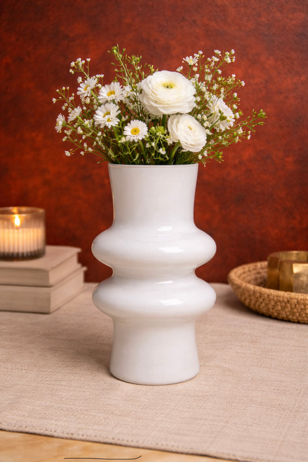 White Cascade Glass Vase