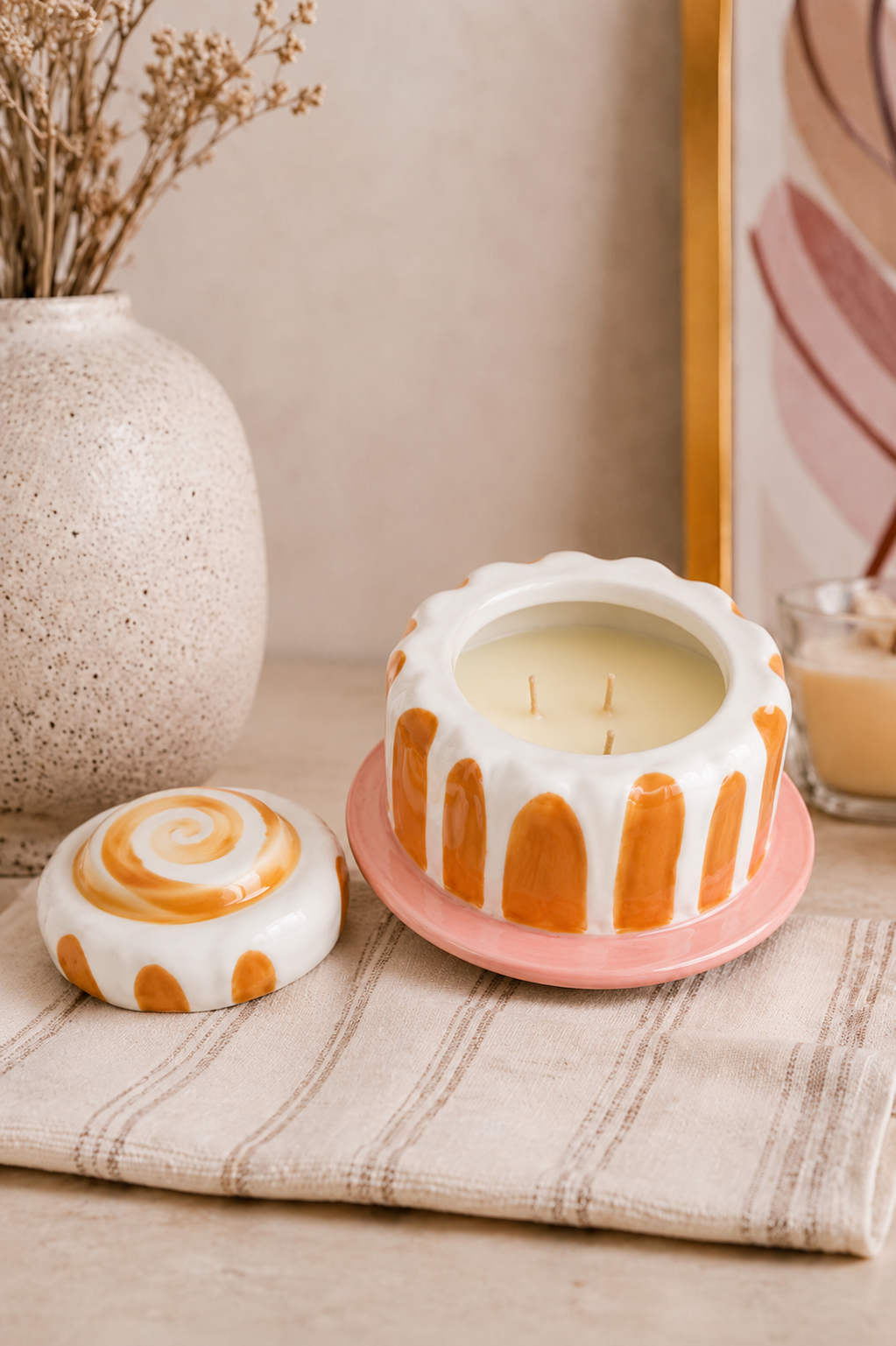 Cinnamon Roll Ceramic Candle