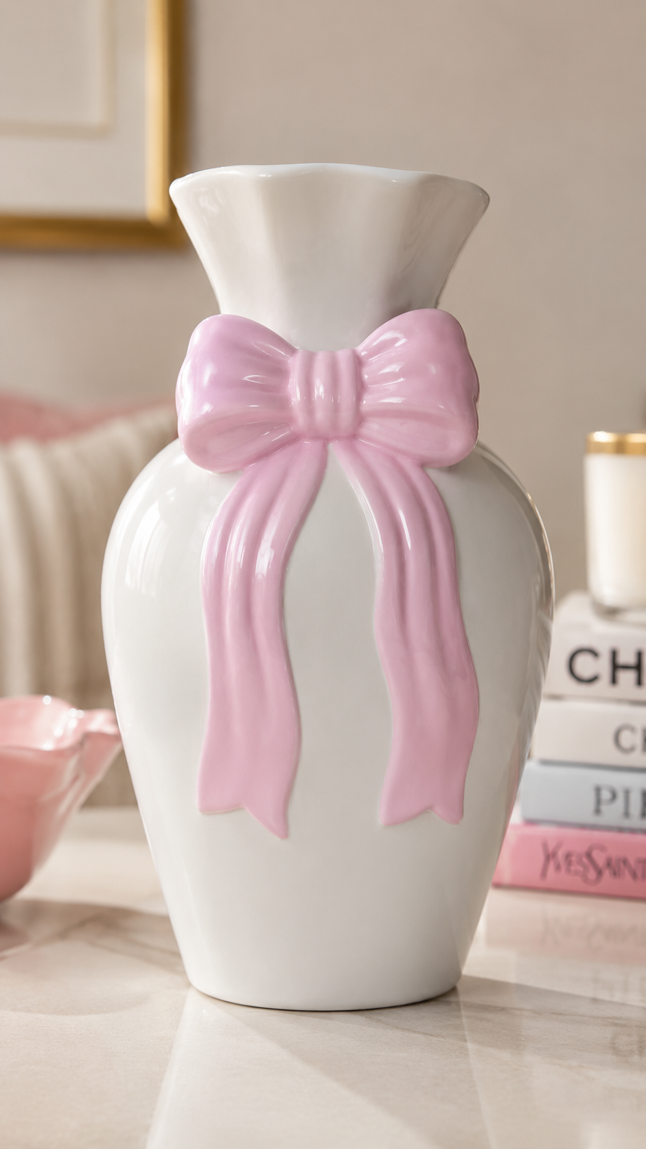 Ceramic Pink Bow Vase