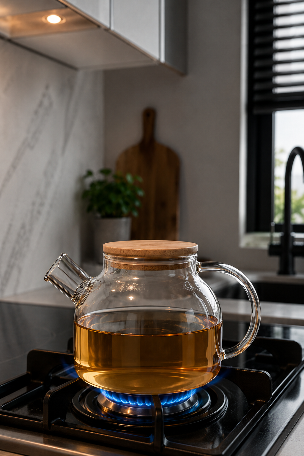 Heat resistant glass teapot
