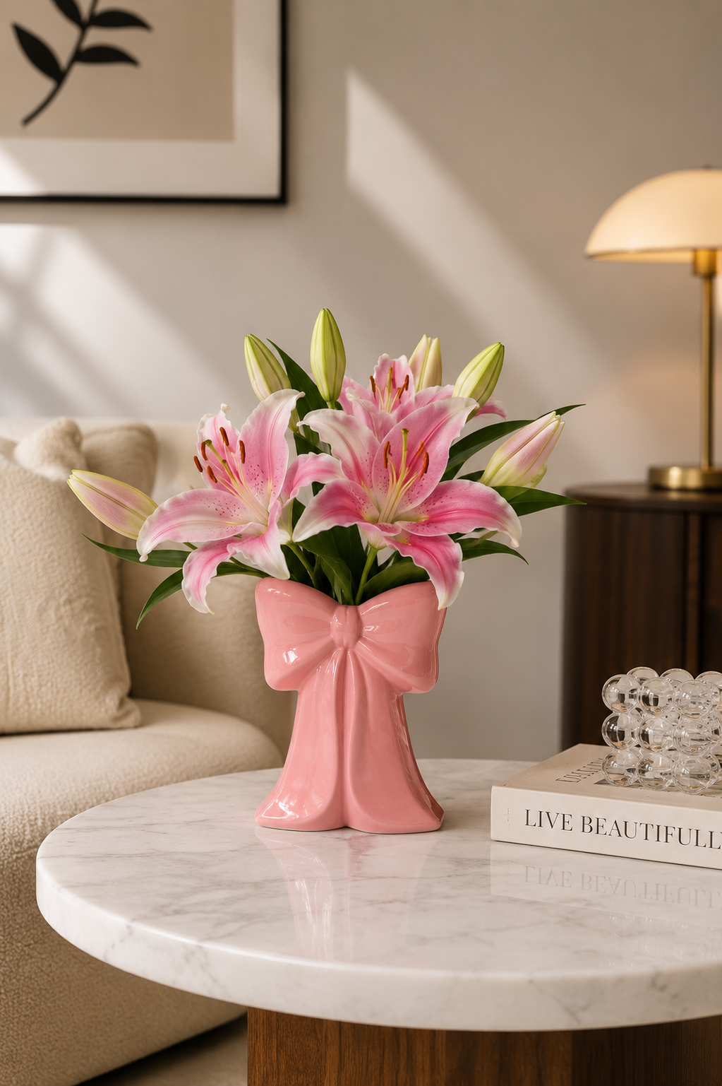 Bow shaped ceramic vase