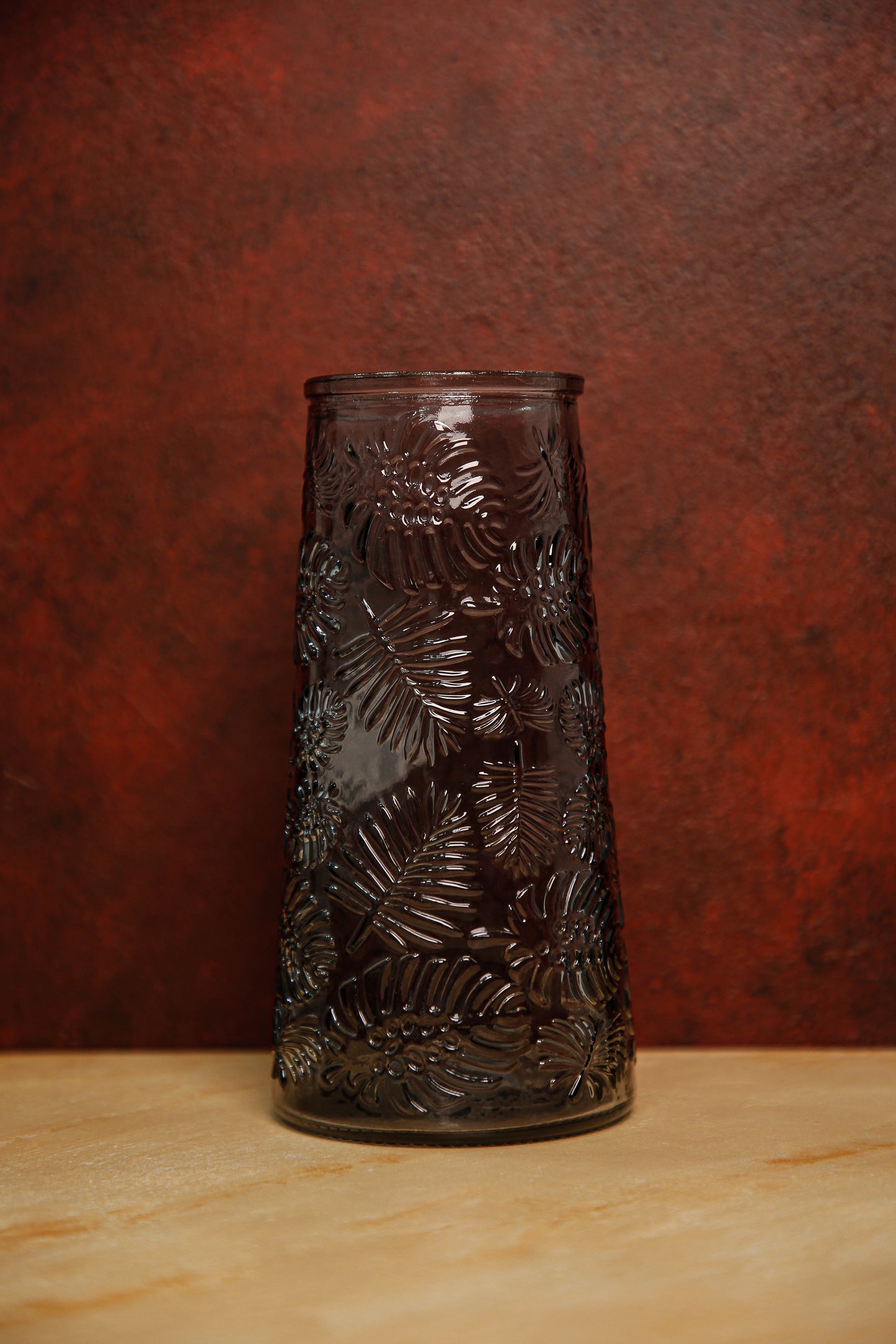 Crystal palm glass vase