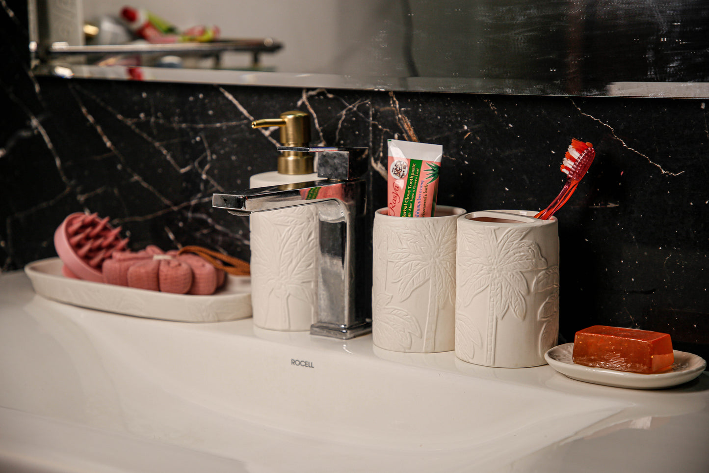 5 piece palm bathroom set