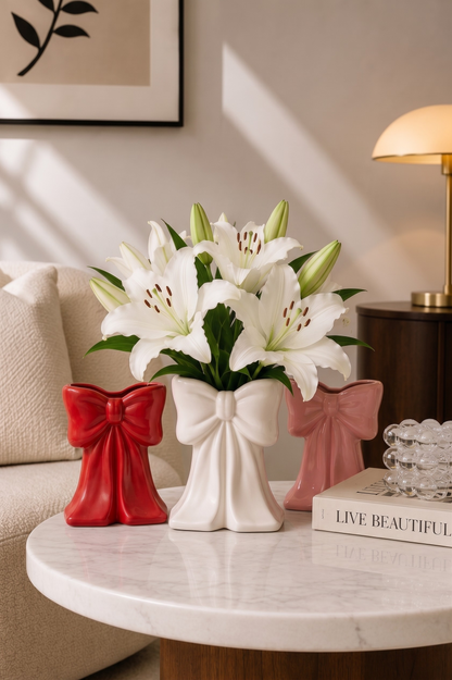 Bow shaped ceramic vase