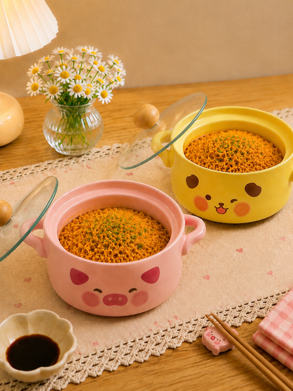 Winky ceramic bowl with lid