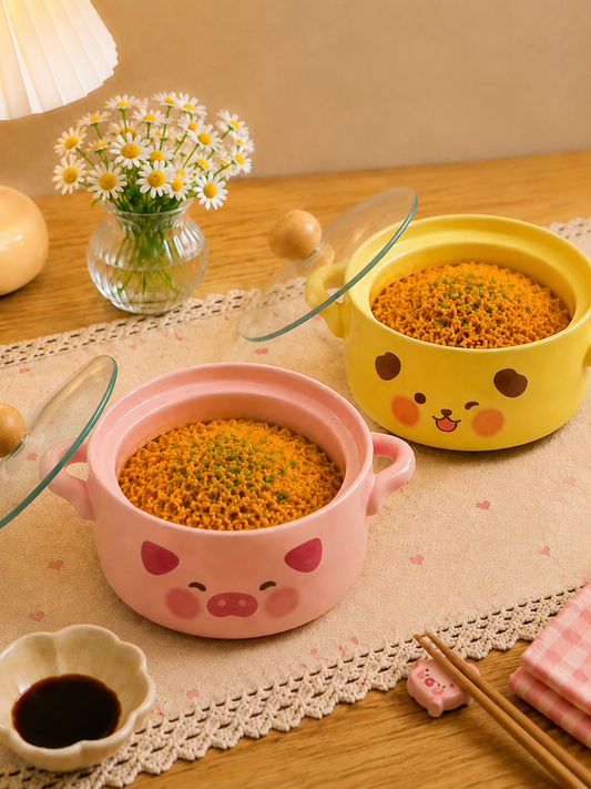 Winky ceramic bowl with lid