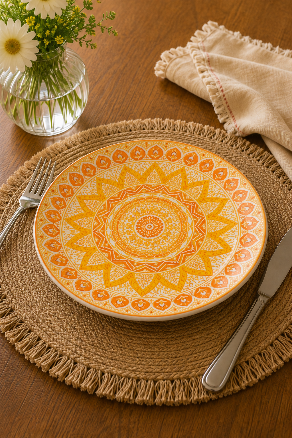 Saffron mandala plate