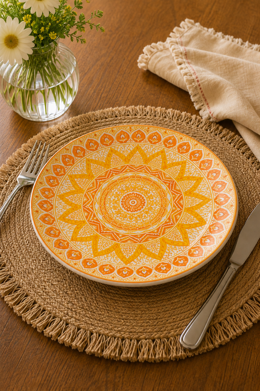 Saffron mandala plate