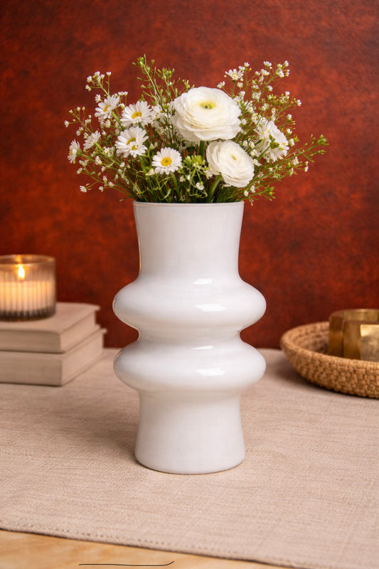 White Cascade Glass Vase