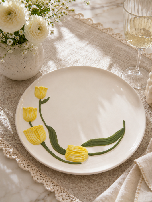 3D Yellow Tulip Plate