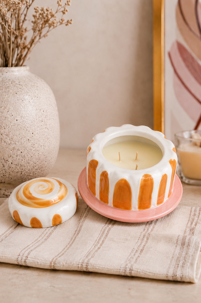 Cinnamon Roll Ceramic Candle