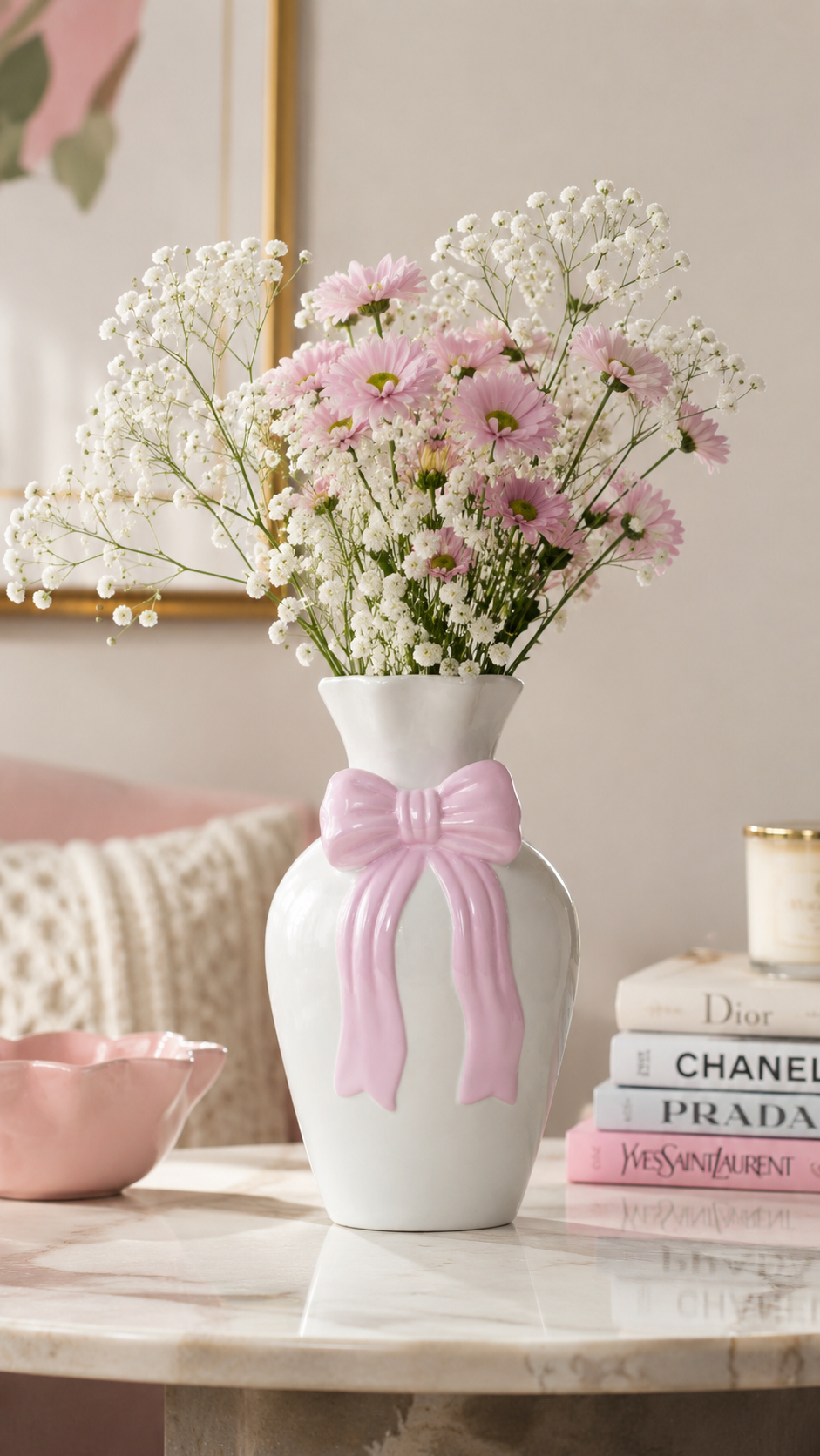 Ceramic Pink Bow Vase