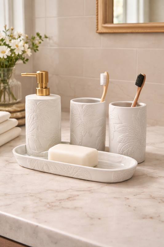 5 piece palm bathroom set