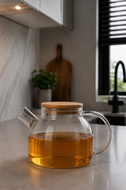 Heat resistant glass teapot