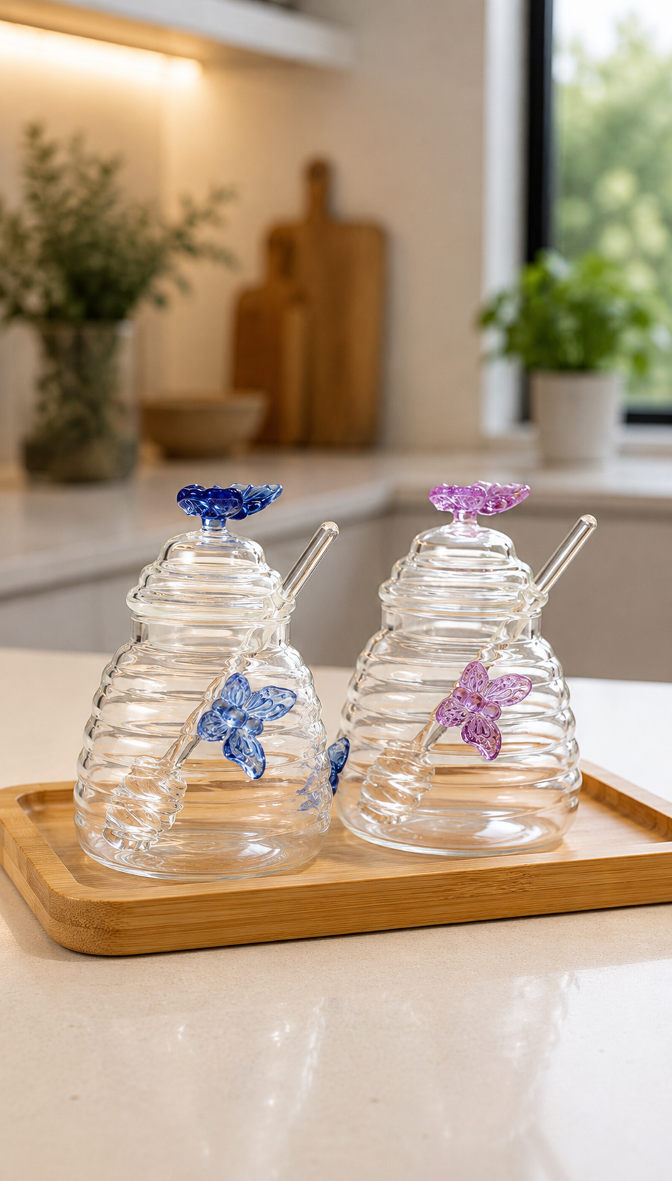 Glass Butterfly honey jar