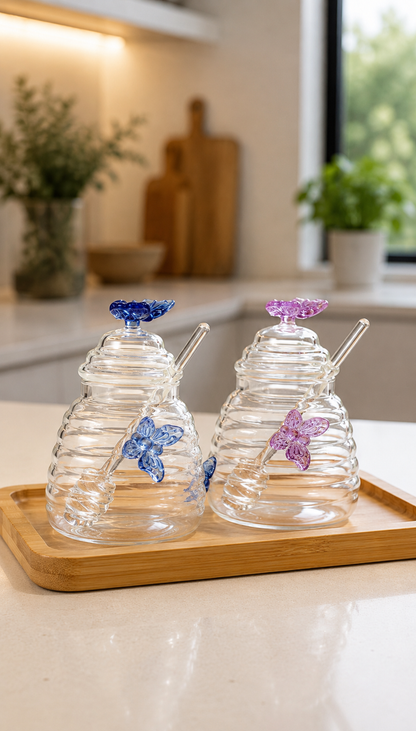 Glass Butterfly honey jar