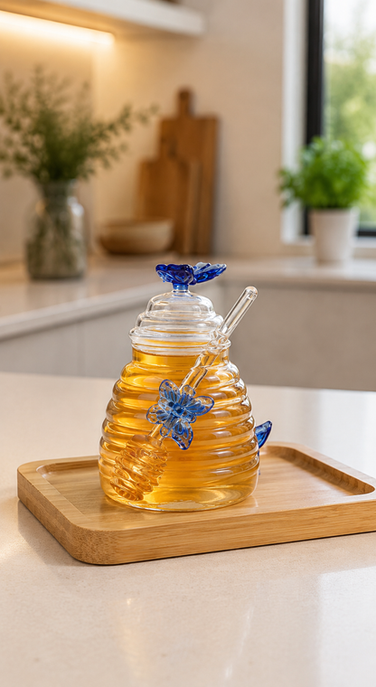 Glass Butterfly honey jar