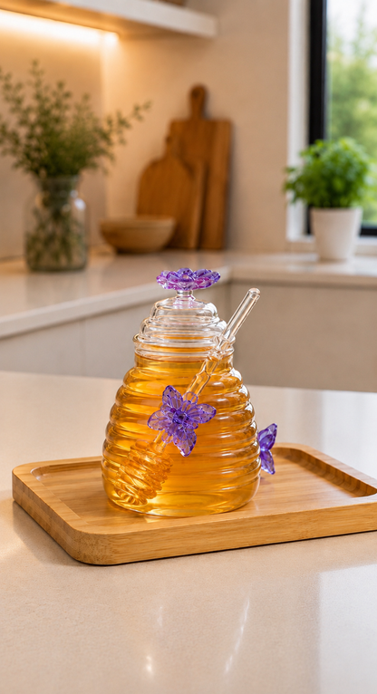 Glass Butterfly honey jar