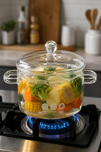 Heat resistant glass cooking pot 1.5L