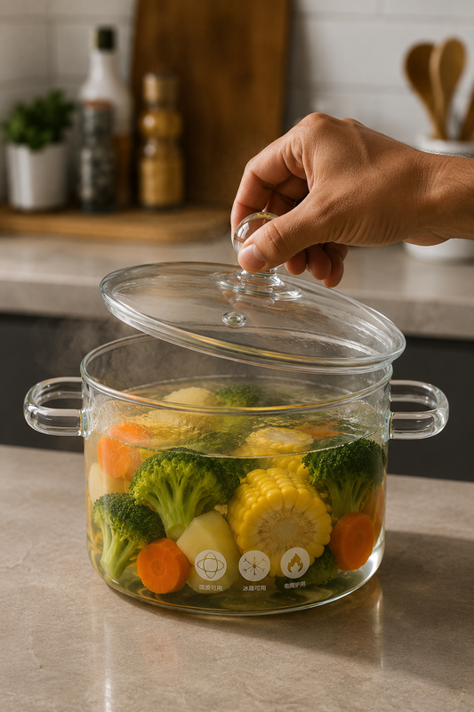 Heat resistant glass cooking pot 1.5L