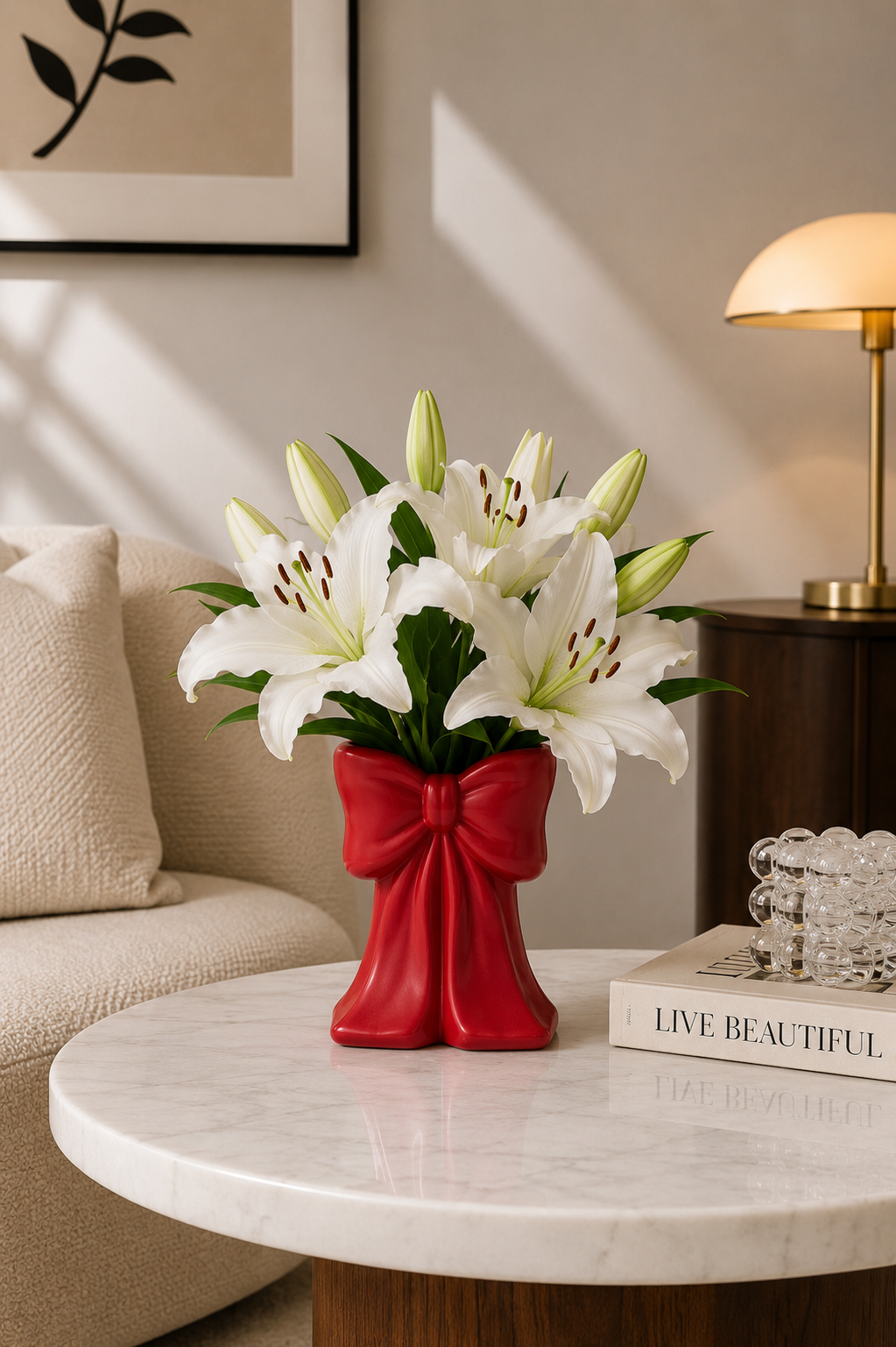 Bow shaped ceramic vase