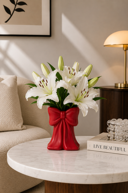 Bow shaped ceramic vase