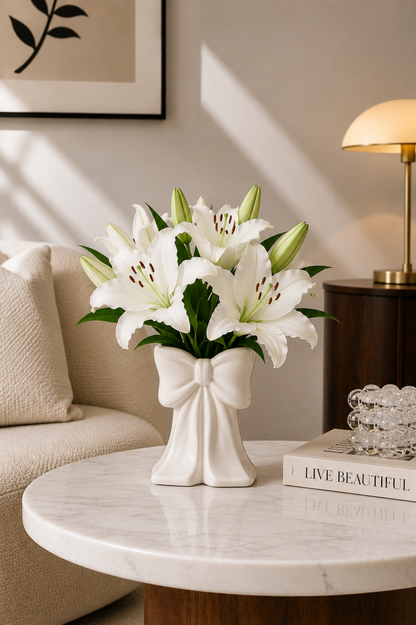 Bow shaped ceramic vase