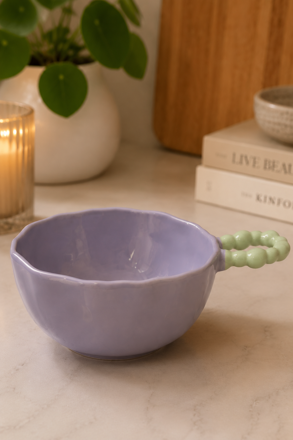 Beaded Handle Ceramic Bowl