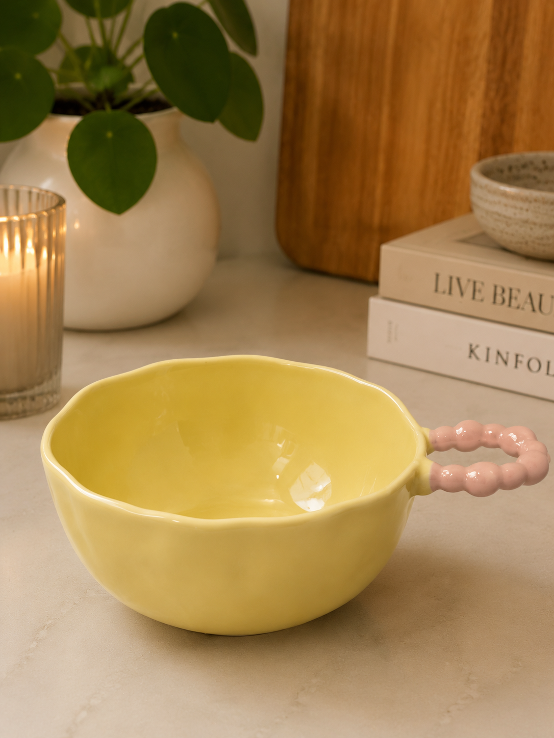 Beaded Handle Ceramic Bowl
