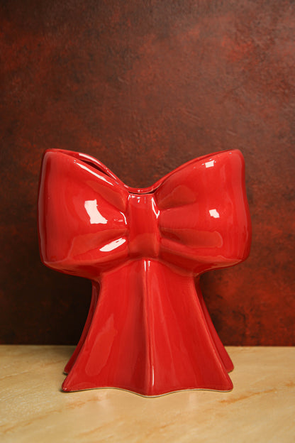 Glossy red ceramic vase