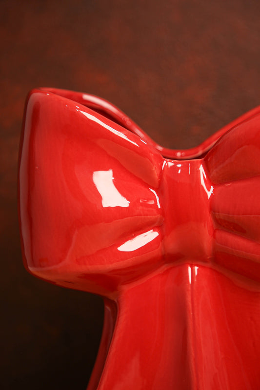 Glossy red ceramic vase