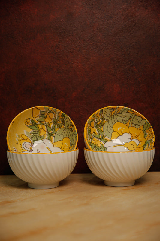 4 piece yellow bear bowl set