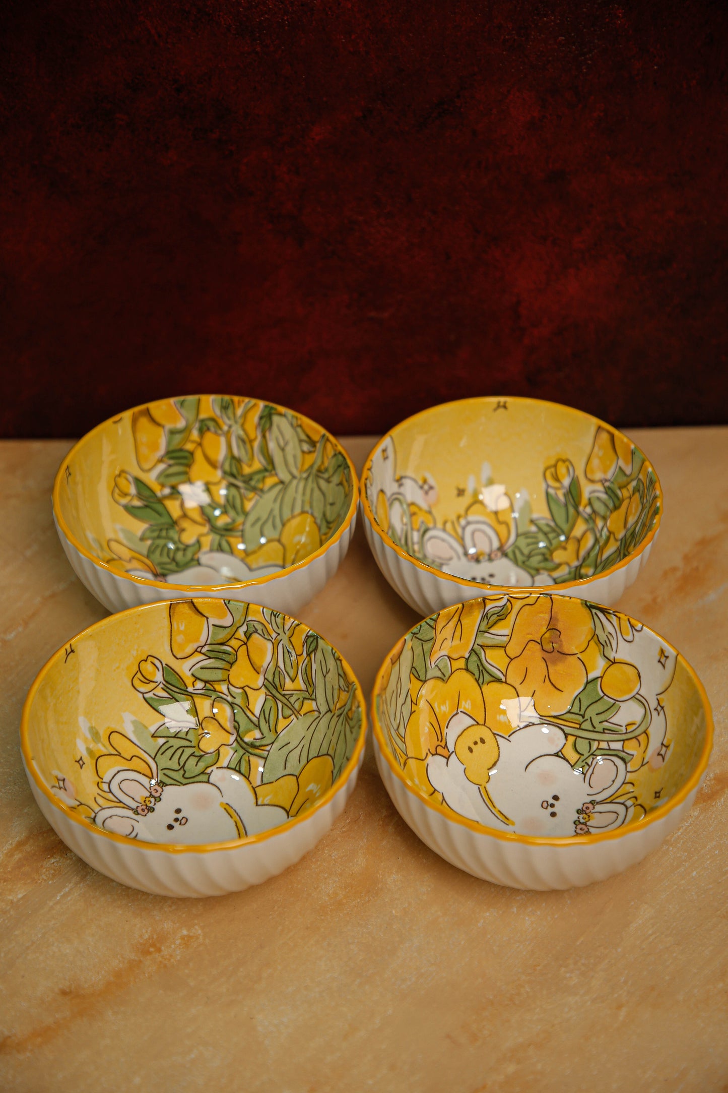 4 piece yellow bear bowl set