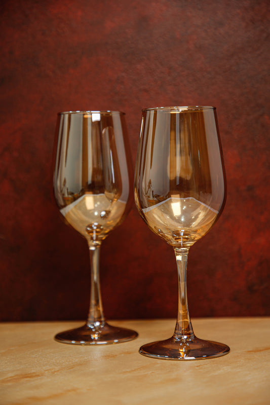Golden sparkle wine glass set